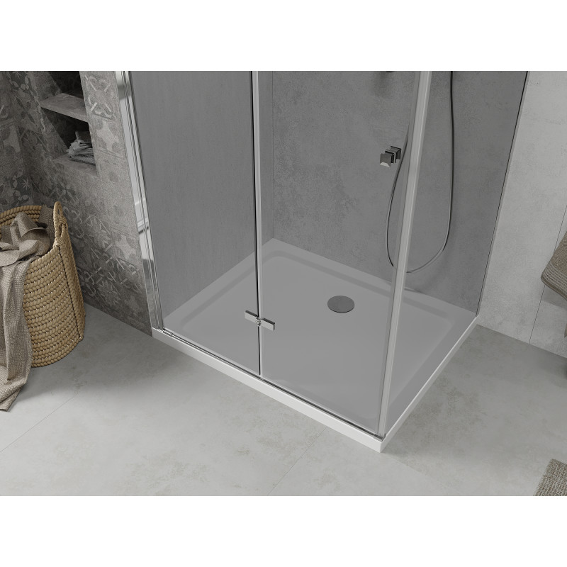 Mexen Lima skladacie sprchovací kabína 80 x 120 cm, grafit, chróm + Flat vanička, biela - 856-080-120-01-40-4010
