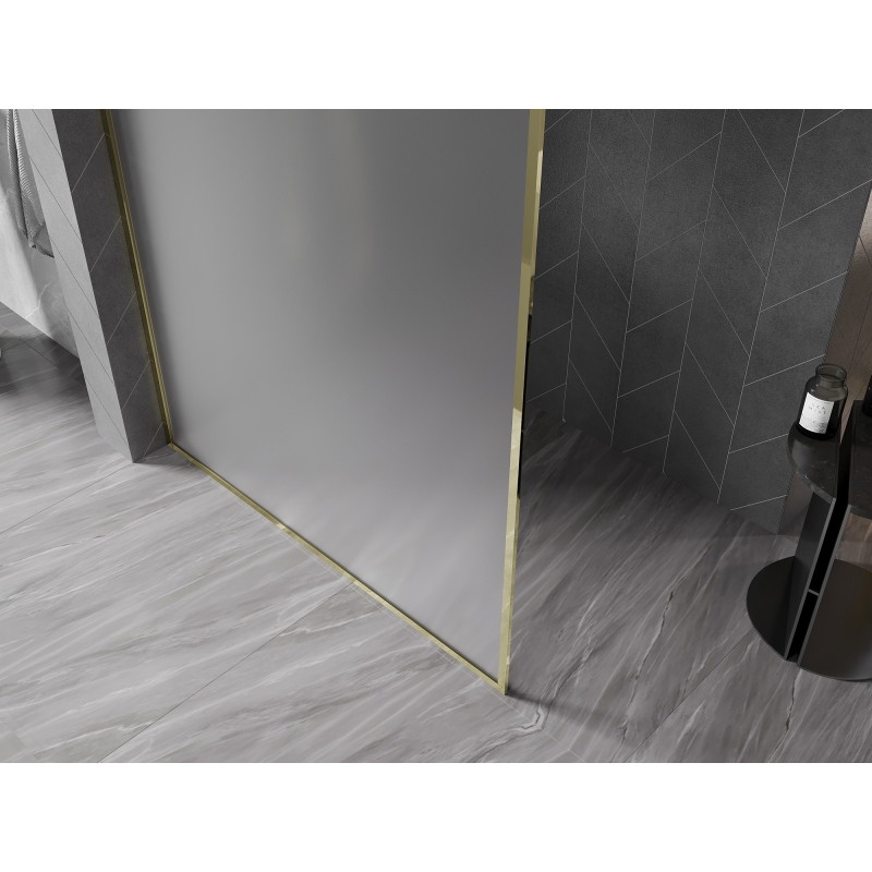 Mexen Kioto-F sprchová stena Walk-in s rámom 120 x 202 cm, mrazené sklo 8 mm, zlatá - 800-120-104-50-30