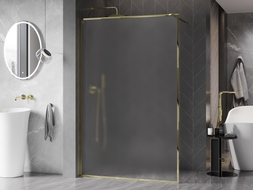 Mexen Kioto-F sprchová stena Walk-in s rámom 120 x 202 cm, mrazené sklo 8 mm, zlatá - 800-120-104-50-30
