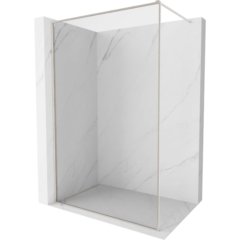 Mexen Kioto-F sprchová stena Walk-in s rámom 115 x 202 cm, transparentná 8 mm, brúsený nikel - 800-115-104-97-00