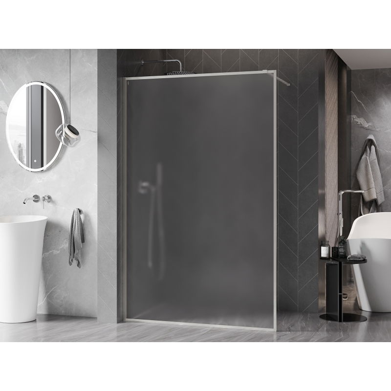 Mexen Kioto-F sprchová stena Walk-in s rámom 100 x 202 cm, matné 8 mm, brúsený nikel - 800-100-104-97-30