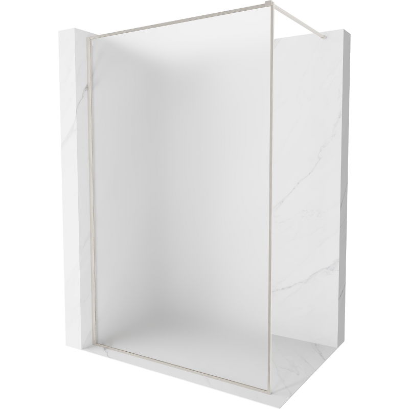 Mexen Kioto-F Sprchová stena Walk-in s rámom 130 x 202 cm, matné sklo 8 mm, brúsený nikel - 800-130-104-97-30
