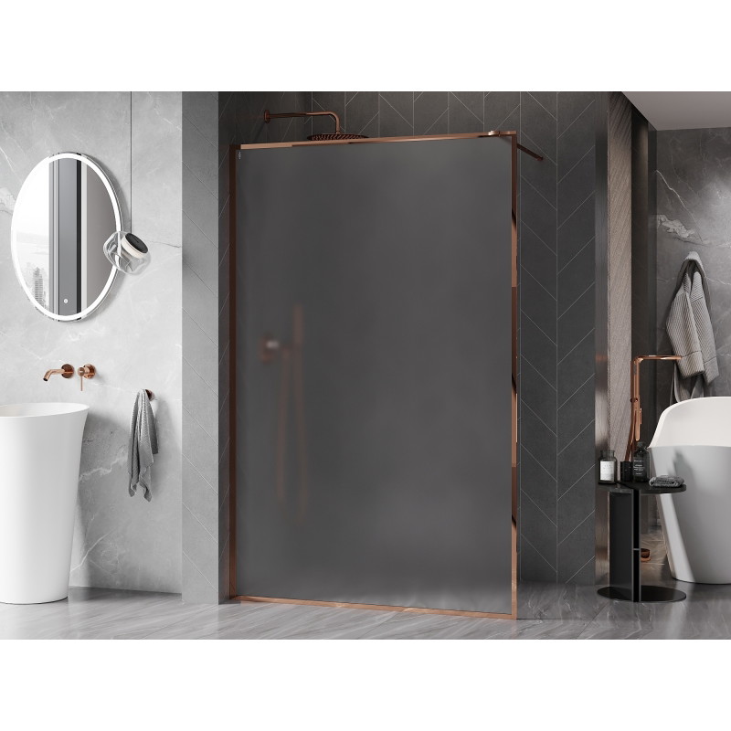 Mexen Kioto-F Sprchová stena Walk-in s rámom 70 x 202 cm, námraza 8 mm, ružové zlato - 800-070-104-60-30