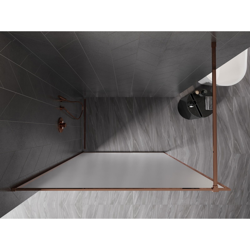 Mexen Kioto-F Sprchová stena Walk-in s rámom 70 x 202 cm, námraza 8 mm, ružové zlato - 800-070-104-60-30