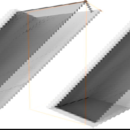 Mexen Kioto-F sprchová stena Walk-in s rámikom 110 x 202 cm, grafit 8 mm, ružové zlato - 800-110-104-60-40