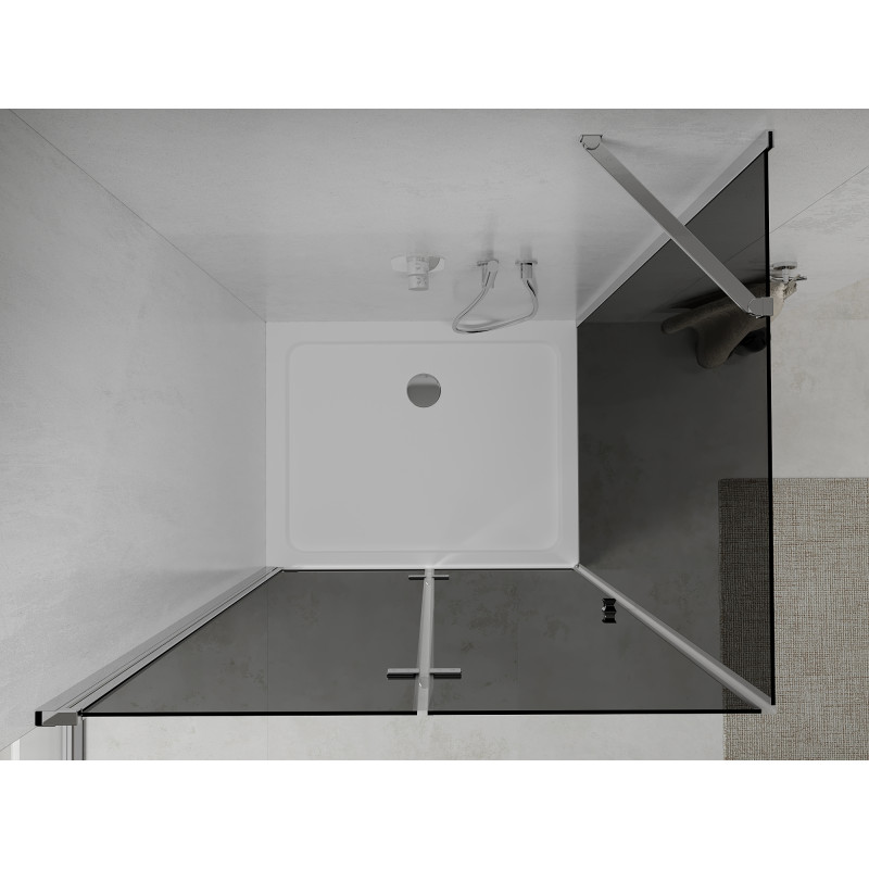 Mexen Lima skladacia sprchová kabína 90 x 100 cm, grafit, chróm + vanička Flat, biela - 856-090-100-01-40-4010
