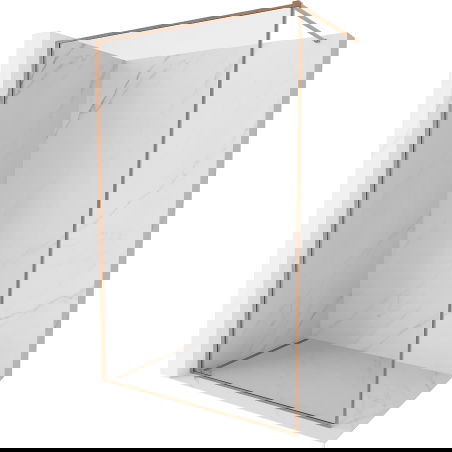 Mexen Kioto-F sprchová stena Walk-in s rámom 125 x 202 cm, transparentná 8 mm, brúsená meď - 800-125-104-65-00