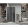 Mexen Lima skladacia sprchová kabína 90 x 90 cm, grafitová, chróm + vanička Flat, biela - 856-090-090-01-40-4010