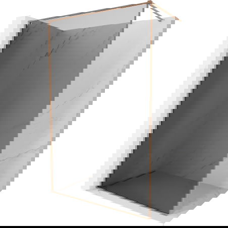 Mexen Kioto-F sprchová stena Walk-in s rámom 140 x 202 cm, grafit 8 mm, brúsená meď - 800-140-104-65-40