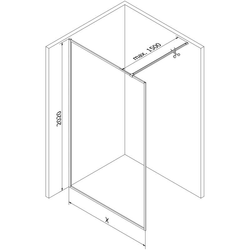 Mexen Kioto-F sprchová stena Walk-in s rámom 130 x 202 cm, grafit 8 mm, kefovaná gun gray farba - 800-130-104-66-40