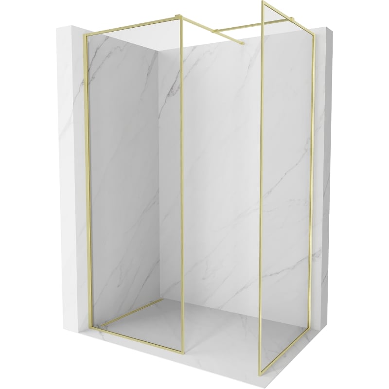 Mexen Kioto-F sprchová stena Walk-in s rámom 150 x 85 cm, transparentná 8 mm, zlatá kartáčovaná - 800-150-202-04-55-085