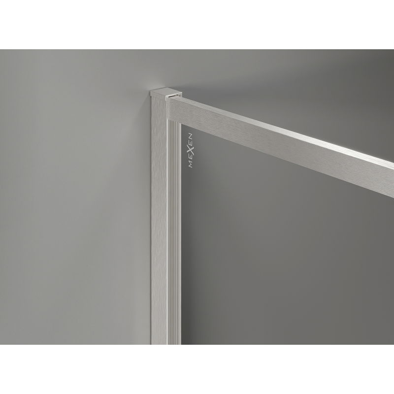 Mexen Kioto-F Sprchová stena Walk-in s rámom 180 x 75 cm, transparentná 8 mm, brúsený nikel - 800-180-202-04-97-075