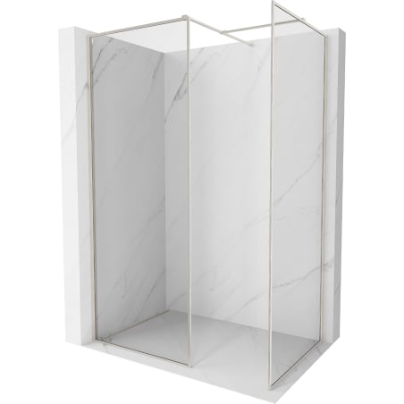 Mexen Kioto-F sprchová stena Walk-in s rámom 85 x 80 cm, priehľadná 8 mm, brúsený nikel - 800-085-202-04-97-080