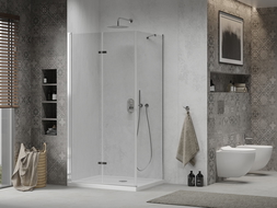 Mexen Lima sprchová kabína, skladacie dvere 80 x 70 cm, transparentnéné, chrómová + závesný bidet Flat - 856-080-070-01-00-4010