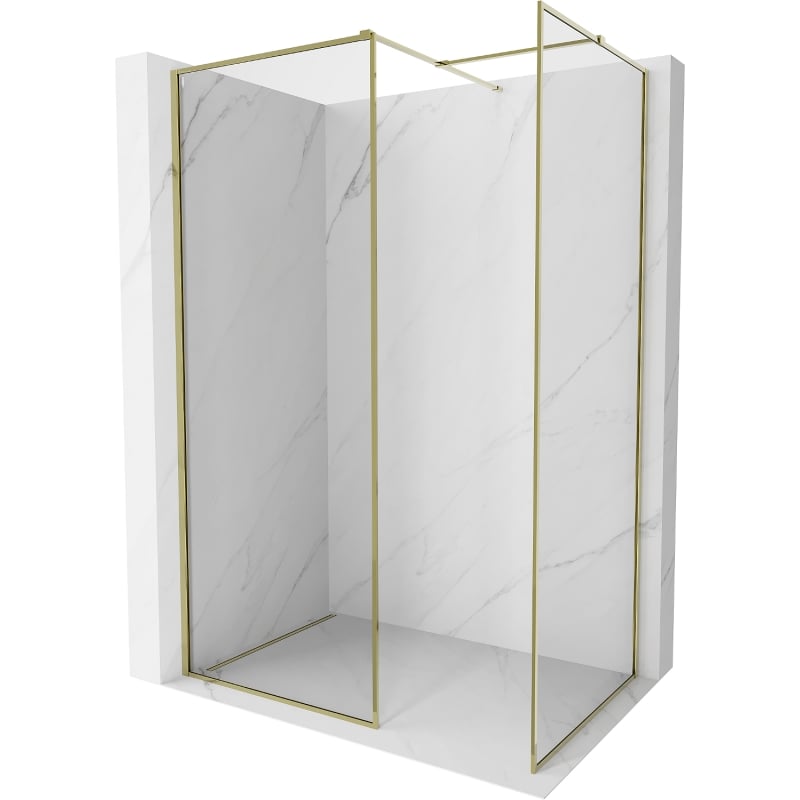 Mexen Kioto-F sprchová stena Walk-in s rámom 85 x 80 cm, transparentná 8 mm, zlatá - 800-085-202-04-50-080