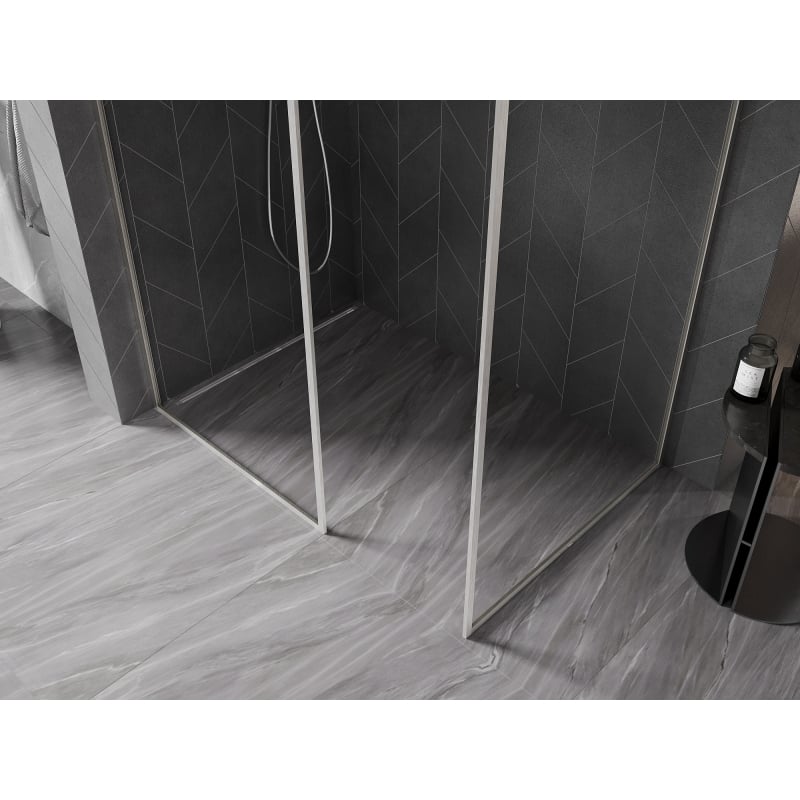 Mexen Kioto-F sprchová stena Walk-in s rámom 110 x 105 cm, priehľadná 8 mm, brúsený nikel - 800-110-202-04-97-105