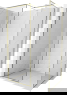 Mexen Kioto-F sprchová stena Walk-in s rámom 100 x 100 cm, transparentná 8 mm, zlatá - 800-100-202-04-50-100