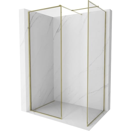 Mexen Kioto-F sprchová stena Walk-in s rámom 140 x 100 cm, transparentná 8 mm, zlatá - 800-140-202-04-50-100