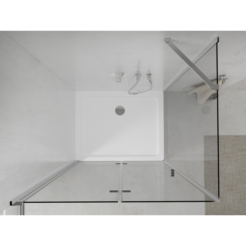 Mexen Lima skladací sprchový kút 120 x 70 cm, priehľadný, chróm + sprchová vanička Flat - 856-120-070-01-00-4010