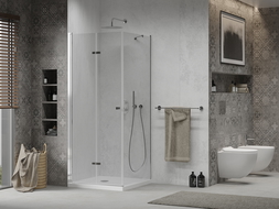 Mexen Lima sprchová kabína, skladacie dvere 70 x 70 cm, transparentnéné, chrómová + závesný bidet Flat - 856-070-070-01-00-4010