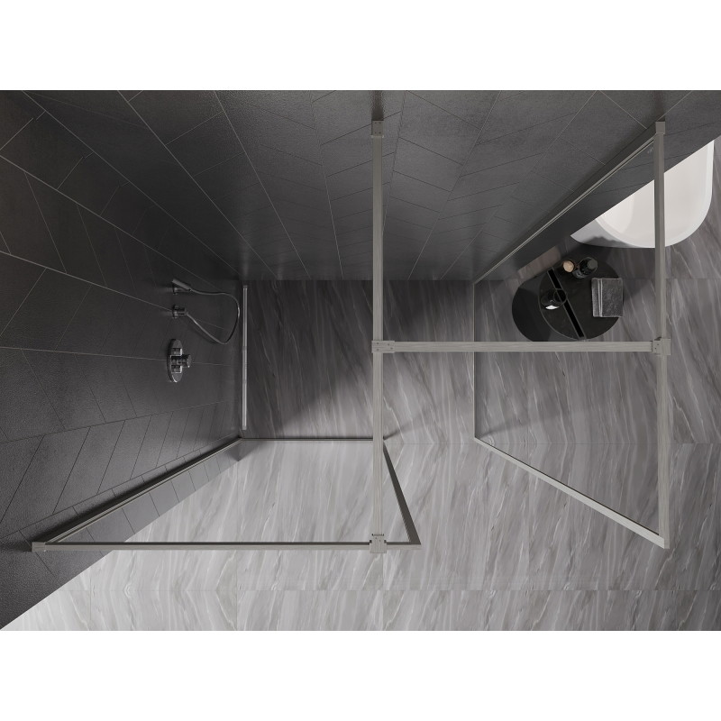 Mexen Kioto-F sprchová stena Walk-in s rámom 170 x 110 cm, transparentná 8 mm, kartáčovaný nikel - 800-170-202-04-97-110