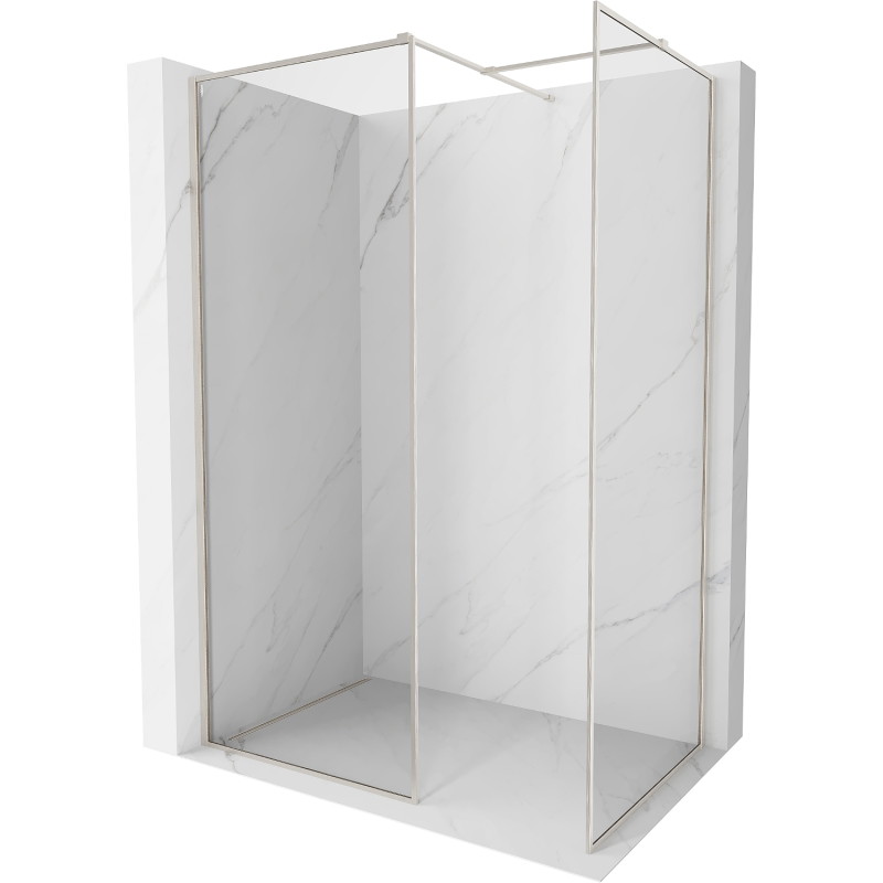 Mexen Kioto-F sprchová stena Walk-in s rámom 170 x 110 cm, transparentná 8 mm, kartáčovaný nikel - 800-170-202-04-97-110