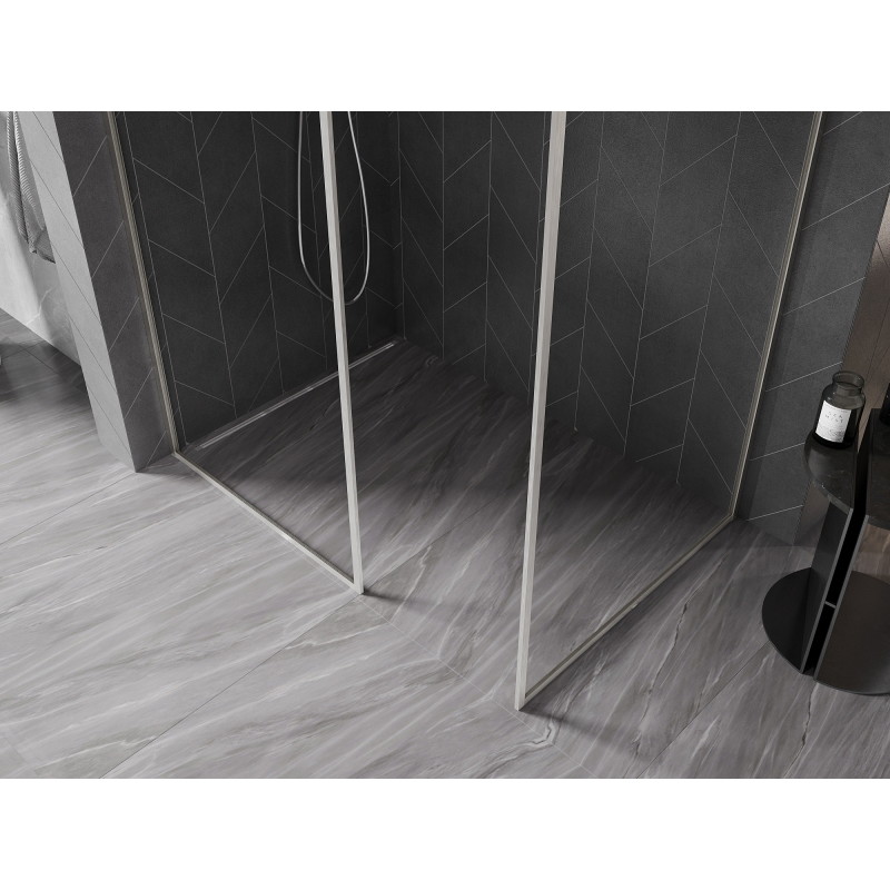 Mexen Kioto-F sprchová stena Walk-in s rámom 170 x 110 cm, transparentná 8 mm, kartáčovaný nikel - 800-170-202-04-97-110