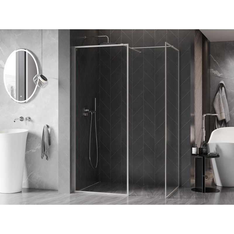 Mexen Kioto-F sprchová stena Walk-in s rámom 170 x 110 cm, transparentná 8 mm, kartáčovaný nikel - 800-170-202-04-97-110