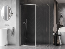 Mexen Kioto-F sprchová stena Walk-in s rámom 170 x 110 cm, transparentná 8 mm, kartáčovaný nikel - 800-170-202-04-97-110