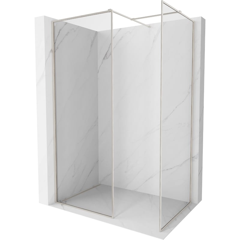 Mexen Kioto-F sprchová stena Walk-in s rámom 140 x 115 cm, transparentná 8 mm, kefovaný nikel - 800-140-202-04-97-115