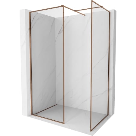 Mexen Kioto-F sprchová stena Walk-in s rámom 70 x 70 cm, transparentná 8 mm, ružové zlato - 800-070-202-04-60-070