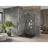 Mexen Omega posuvná sprchová kabína 100 x 80 cm, transparentná, chróm + vanička Flat, čierna - 825-100-080-01-00-4070