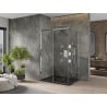 Mexen Omega sprchový kút posuvný 100 x 80 cm, transparentný, chróm + vanička Flat, čierny - 825-100-080-01-00-4070