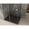 Mexen Omega posuvná sprchová kabína 100 x 80 cm, transparentná, chróm + vanička Flat, čierna - 825-100-080-01-00-4070