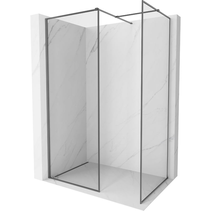 Mexen Kioto-F sprchová stena Walk-in s rámom 120 x 90 cm, transparentná 8 mm, gun metal - 800-120-202-04-95-090