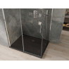 Mexen Omega posuvná sprchová kabína 100 x 90 cm, transparentná, chróm + sprchová vanička Flat, čierna