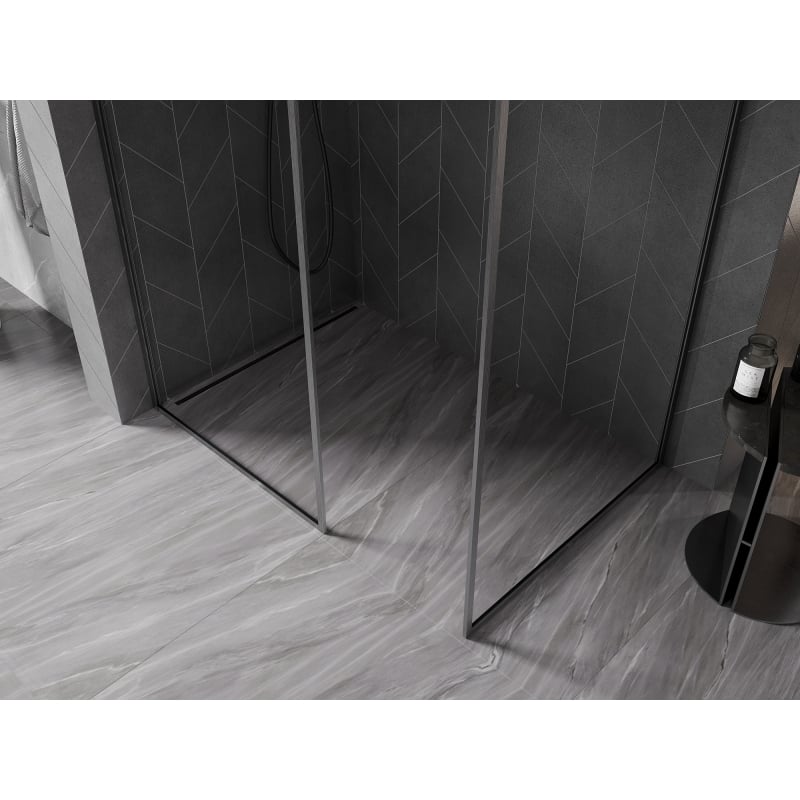 Mexen Kioto-F sprchová stena Walk-in s rámom 135 x 80 cm, transparentná 8 mm, brúsená sivá pištoľ - 800-135-202-04-66-080