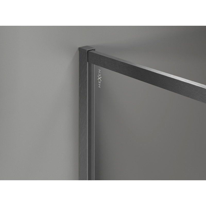 Mexen Kioto-F sprchová stena Walk-in s rámom 140 x 80 cm, transparentná 8 mm, zbraňovo sivá brúsená