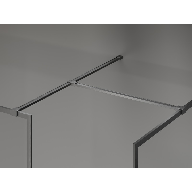 Mexen Kioto-F sprchová priečka Walk-in s rámom 100 x 85 cm, priehľadná 8 mm, brúsená kanónová sivá