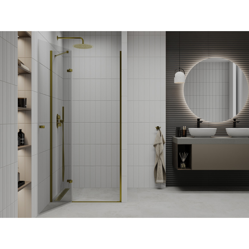 Mexen Roma sprchové dvere otváravé 90 cm, transparentné, zlaté - 854-090-000-50-00