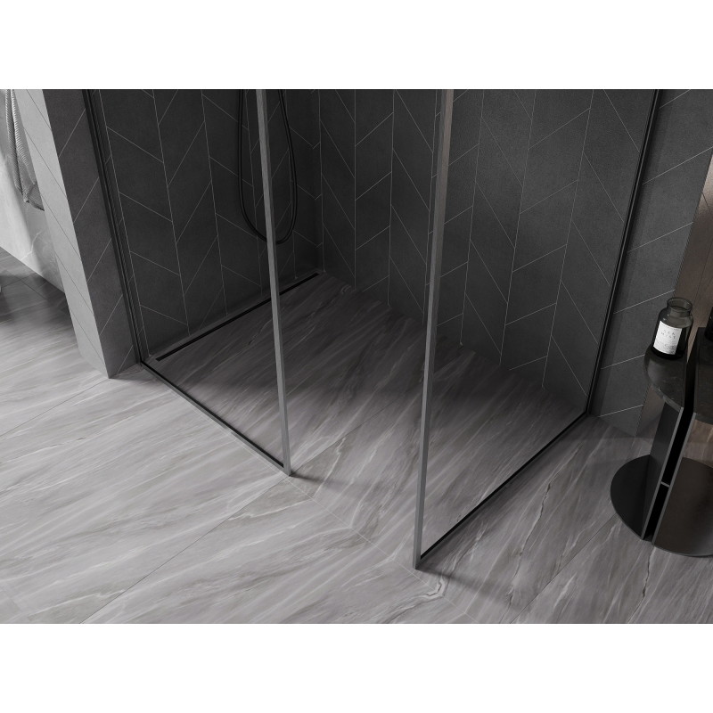 Mexen Kioto-F sprchová stena Walk-in s rámom 155 x 90 cm, transparentná 8 mm, brúsená sivá - 800-155-202-04-66-090