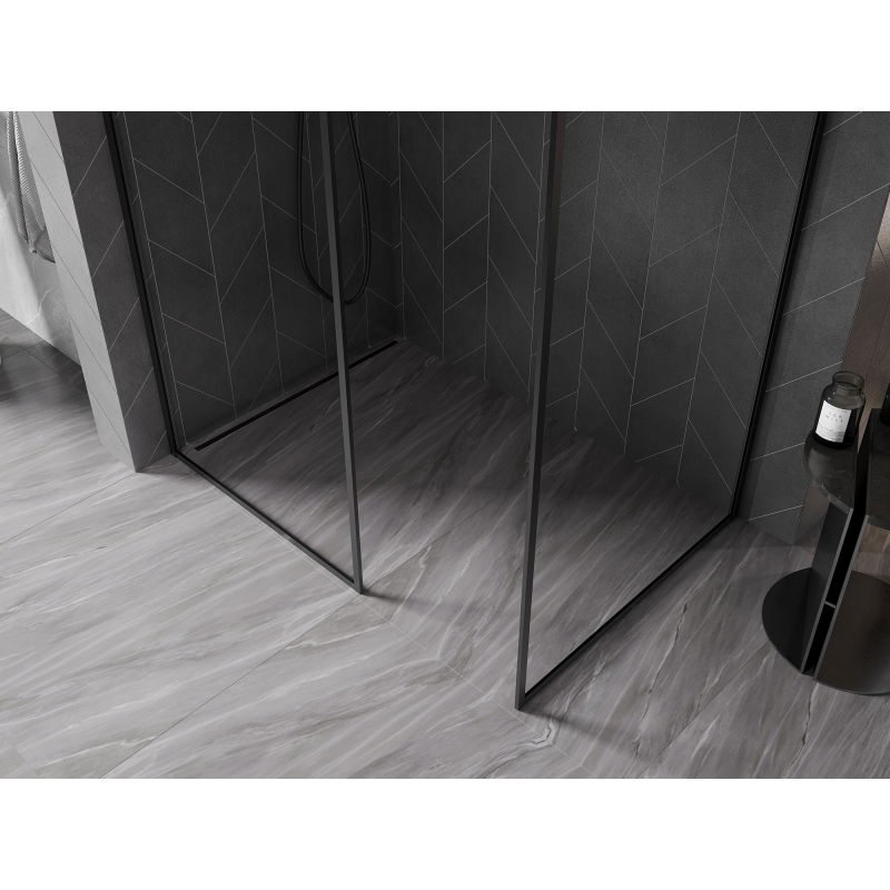 Mexen Kioto-F sprchová zástena Walk-in s rámom 135 x 90 cm, transparentná 8 mm, čierna - 800-135-202-04-70-090