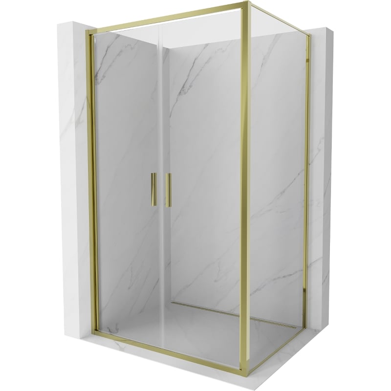 Mexen Exo sprchová kabína s otváracími dverami 90 x 70 cm, transparentná, zlatá - 814-090-070-50-00