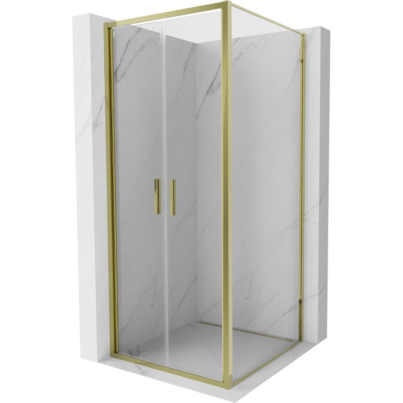 Mexen Exo sprchová kabína otočná 80 x 80 cm, transparentná, zlatá - 814-080-080-50-00