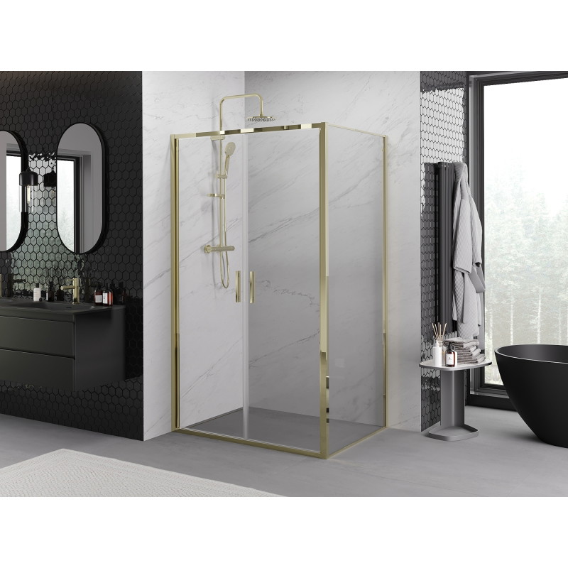 Mexen Exo-B Duo sprchovací kút otočný 80 x 90 cm, transparentný, zlatý - 814-080-090-50-00