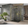 Mexen Omega Posuvná sprchová kabína 100 x 90 cm, transparentná, zlatá + vanička Flat, čierna - 825-100-090-50-00-4070G