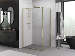 Mexen Exo-R sprchový kút s otváracími dverami 145 x 80 cm, transparentný, zlatý - 819-145-080-50-00