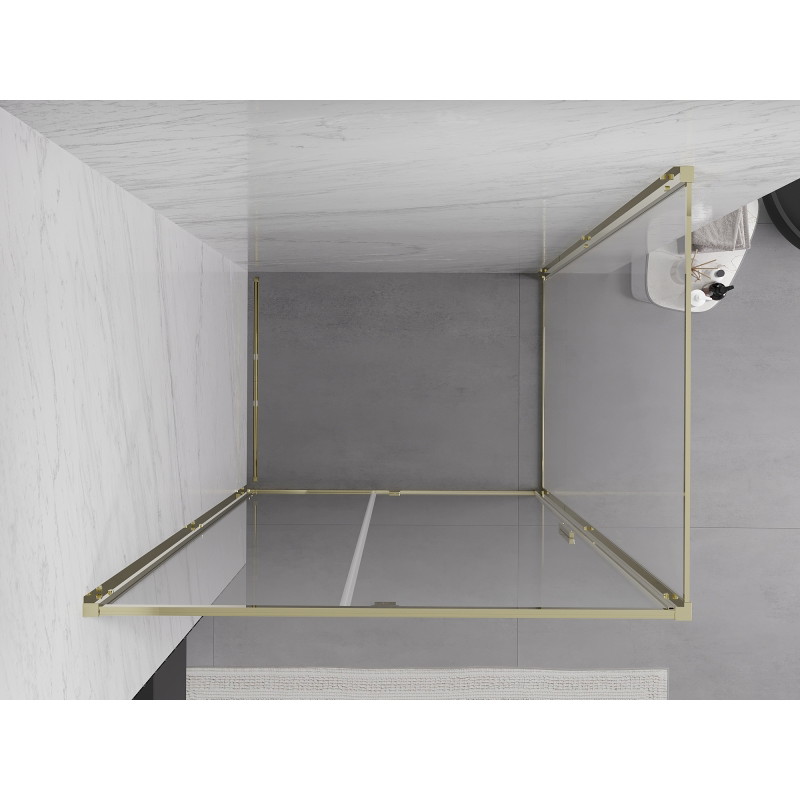 Mexen Exo-R sprchovací kút s otváracími dverami 115 x 95 cm, priehľadný, zlatý - 819-115-095-50-00