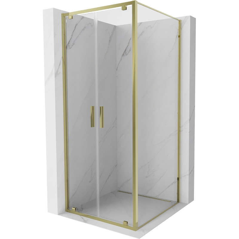 Mexen Exo-BR Duo sprchový kút s výklopnými dverami 70 x 70 cm, priehľadný, zlatý - 8182-070-070-50-00