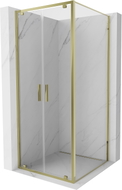 Mexen Exo-BR Duo sprchový kút s výklopnými dverami 70 x 70 cm, priehľadný, zlatý - 8182-070-070-50-00
